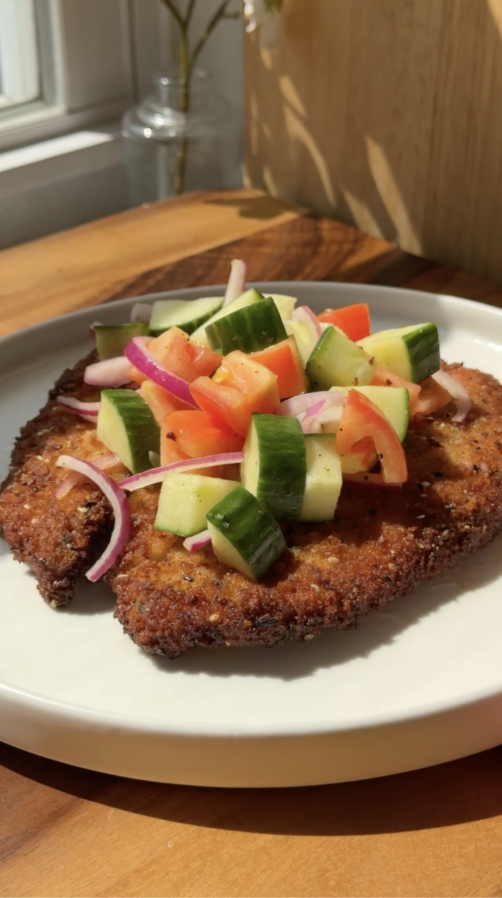 Everything Bagel Chicken Cutlet with a Chopped Salad